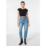 Wrangler Yüksek Bel Dar Paça Relaxed Mavi Kadın Denim Pantolon W246027XT Mid Blue Jean Pantolon