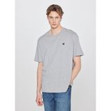 WRANGLER%100 Pamuk Relaxed Fit Rahat Kesim Bisiklet Yaka Logo Detaylı Tişört, M, W7NM203877, Grey Melange-W7NM20387736, Erkek