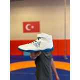 Wrestlingx Tasarım Beyaz Güreş Ayakkabısı Erkekler için Kauçuk Taban ve Polyester Üst Yapı