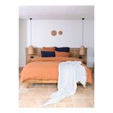 Wrinclet Keten Koltuk Şalı Beyaz 170x245