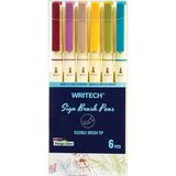Writech 6'lı Vintage Renk Fırça Tip Keçeli Kalem Seti - Esnek Uç ile Yaratıcılığınızı Konuşturun