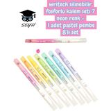 Writech Silinebilir Fosforlu Kalem Seti 7 Neon Renk + 1 Adet Pastel Pembe 8'li Set - Çok Renkli - 0