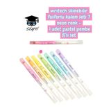 writech silinebilir fosforlu kalem seti 7 neon renk + 1 adet pastel pembe 8'li set