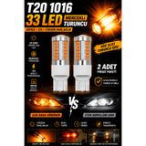 WROSE AMPUL T20 1016 DİPSİZ 12V 33 LED MERCEKLİ TURUNCU ( 002249 )