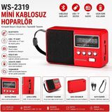 WS-2319 Mini Bluetooth Hoparlör, Fm Radyo, Usb/tf Kart, Şarjlı Taşınabilir, Kırmızı - Genel