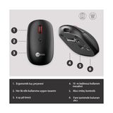 WS211 Kablosuz 1600DPI 6 Tuşlu Dual Mod Rgb 2.4ghz Wifi+ Bluetooth, Şarj Edilebilir, Windows, Linux ve Mac ile Uyumlu, Sessiz Kompakt Optik Mouse Siyah