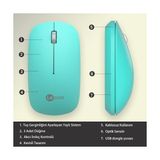 WS214 Kablosuz 1200DPI 3 Tuşlu Sağ ve Sol Elle Kullanıma Uygun 10M Kullanım Mesafesi Yüksek Hızlı Kaydırma Uzun Pil Ömrü Ios Uyumlu Kompakt Optik Izleme Mouse Turkuaz