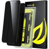 WSKEN iPhone 15 Pro Max 6,7 inç [Otomatik Toz Giderme] Tam Kapsama Ekranı 2,5D Edge 28 Derece 10s HD Temperli Cam Filmi, Toz Temizleme Kurulum Evi 2023 5G - 2'li Paket