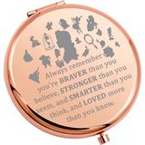 WSNANG Princess Belle Hayranları Hediyeleri You are Braver Stronger Smarter Than You Think Seyahat Kompakt Cep Makyaj Aynası Kadınlar Kızlar için Masal Hediyesi (Always BeautyB Mirror-RG)