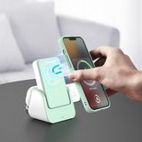 Wst Kablosuz Şarj Seti 10000MH Powerbank Magsafe ile Uyumlu Stand Olabilir Saat ve Airpods Kulaklık Şarj Edebilir Portatif Sökülüp Tek Tek Kullanılabilir (Zümrüt Yeşil) - standart