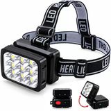 WT-064 Şarjlı Kafa Feneri 12 LED, 2 Modlu Güçlü Beyaz Işık, Ayarlanabilir Esnek Baş Bantlı Kamp Av Outdoor Kafa Feneri