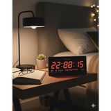 WT-109 Büyük Ekran LED Dijital Duvar ve Masa Saati - Derece, Alarm, Takvimli Kırmızı LED Saat