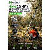 wüber 4x4 20HPX Sırt Tipi Benzinli Tırpan ve Zeytin-Ceviz Hasat Makinesi – 4 Başlıklı Set