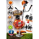 wüber 8x8 CRSLMBRD Ultra Güçlendirilmiş 8IN1 Benzinli Yan Tip Tırpan Ot Biçme Motoru + 2 Çapalama Eşeleme Seti