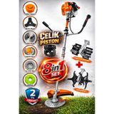 wüber 8x8 Ultra Güçlendirilmiş 8IN1 Benzinli Yan Tip Tırpan Ot Biçme Motoru + 2 Çapalama Eşeleme Seti