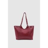 Wuclo Forlin Ayarlanabilir Askılı Metal Halka Detaylı Omuz Çantası Bordo - 45 x 30 x 10 cm