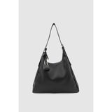 Wuclo Sulin Yumuşak Formlu Mini Çanta Charmlı Omuz Çantası Siyah - 40 x 25 x 10 cm