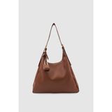 Wuclo Sulin Yumuşak Formlu Mini Çanta Charmlı Omuz Çantası Taba - 40 x 25 x 10 cm