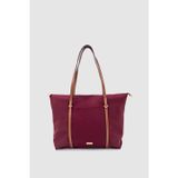 Wuclo Velie Paraşüt Kumaş Şeritli Shopper Çanta Bordo-Taba