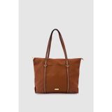 Wuclo Velie Paraşüt Kumaş Şeritli Shopper Çanta Taba