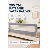 Wumboo 205 cm Yatak Bariyeri - Mega Boy Güvenlik Bariyeri Koruyucu Bariyer,Bebek Bariyeri Büyük Boy-Gri