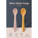 Wumboo 2'li Yumuşak Uçlu , Dişlik özellikli Silikon Mama Kaşığı - Bebek Beslenme Kaşığı-Turuncu/Pembe