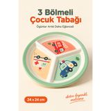 Wumboo 3 Bölmeli Melamin Çocuk Tabağı-Mama Tabağı-Ekstra Dayanıklı Bpa Free Beslenme Tabağı- Araba