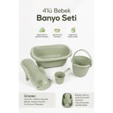 Wumboo 4'lü Bebek Banyo Seti - Bebek Yıkama Küveti - Vakum Taban Yıkama Aparatı - Su Kovası - Maşrapa-Yeşil