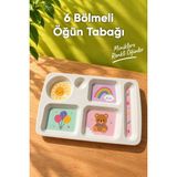 Wumboo 6 Bölmeli Melamin Çocuk Tabağı-Mama Tabağı-Ekstra Dayanıklı Bpa Free Beslenme Tabağı- Güneş