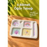 Wumboo 6 Bölmeli Melamin Çocuk Tabağı-Mama Tabağı-Ekstra Dayanıklı Bpa Free Beslenme Tabağı- Unicorn