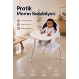 Wumboo Bebek Mama Oturağı- Çok Fonksiyonlu Bebek Mama Sandalyesi ve Dönüştürülebilir Oyun Masası Seti-Beyaz