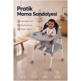 Wumboo Bebek Mama Oturağı- Çok Fonksiyonlu Bebek Mama Sandalyesi ve Dönüştürülebilir Oyun Masası Seti - Gri
