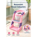 Wumboo Çocuk Tuvalet Eğitim Lazımlığı- Kendinden Basamaklı Katlanır Klozet Adaptörü,Hazneli Lazımlık -Pembe