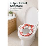 Wumboo Hayvan Figürlü Süngerli Klozet adaptörü,Yumuşak Süngerli Kaymaz Taban Klozet Adaptörü-Kırmızı Tilki