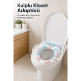 Wumboo Hayvan Figürlü Süngerli Klozet adaptörü,Yumuşak Süngerli Kaymaz Taban Klozet Adaptörü-Mavi Tavşan