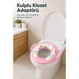 Wumboo Portatif Süngerli Klozet adaptörü,Yumuşak Süngerli Kaymaz Taban Tutma Kollu Klozet Adaptörü-Pembe Asorti
