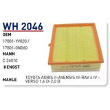 Wunder Wh2046 Wh2046 Hava Filtresi - Toyota Uyumlu Auris Ii-Avensis Iii-Rav 4 I 540129023