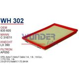WUNDER WH302 HAVA FİLTRESİ - OPEL ASTRA F 1.4i, 1.6i, 1.7TD, 1.8i