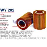 WUNDER WY202 YAĞ FİLTRESİ - BMW E36 - E39 - E46 M52