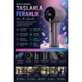 WUNİT 100 Kademeli El Tipi Taş Yüzeyli Turbo Fan Soğutucu Dijital Ekranlı Taşınabilir Mini Vantilatör Şık ve Kompakt Tasarım