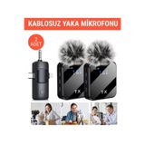 WUNİT Kablosuz Yaka Mikrofonu 2 Adet Tipe-C Android,İOS Kamera Stüdyo Mikrofonu Ses Video Canlı Yayın Oyun