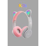 Wunit Kedi Kulaklık Bluetooth Kablosuz Rgb Işıklı Çocuk Oyun Kulaklığı Radyolu W - Gri