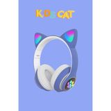 Wunit Patili Kedi Kulaklık Bluetooth Kablosuz Akıllı Rgb Işıklı Çocuk Oyun Kulaklığı Radyolu Sd Card - Mavi