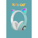 Wunit Patili Kedi Kulaklık Bluetooth Kablosuz Akıllı Rgb Işıklı Çocuk Oyun Kulaklığı Radyolu Sd Card - Yeşil
