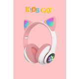 WUNİT Patili Kedi Kulaklık Bluetooth Kablosuz Akıllı RGB Işıklı Çocuk Oyun Kulaklığı Radyolu SD CARD