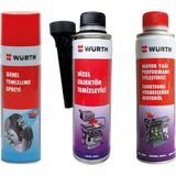 Würth Dizel Yakıt Sistem ve Enjektör Temizleyici+ Genel Temizleme Sprey+ Motor Yağ Performans Iyileştirici
