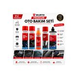 Würth Premium Oto Bakım Seti 5'li - Motor Temizleyici, Araç İçi Temizleyici, Silikon Sprey, Cam Sabunu ve AP30 Mumlu Cila