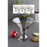WuuQ Lüx - Cam 6 Lı Ayaklı Magnolia,puding,dondurmalık,çerezlik Kase Cup Seti - Gold Füme Renk