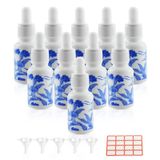 Wwolife 10 ADET 1/2 oz (15 ml) Mavi ve Beyaz Porselen Seramik Damlalık Şişeleri Parfüm Aromaterapi Kozmetik Kabı Uçucu Yağlar Örnek Mini Boş Damlalık Şişeler Hunili Dahil