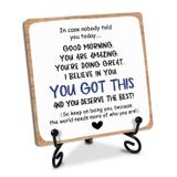 WwongxianB İlham Verici Ahşap Masa Tabelaları, 10 x 10 x 0,2 cm Masa Dekoru Ayaklı Ahşap Plaka, I believe in you, you this, Kadın Erkek Aile Okulu, Genç Arkadaş İş Arkadaşı Ev Ofisi için Benzersiz Hediye